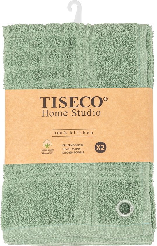 Tiseco Home Studio - Torchon PHARAO HANDY - SET/4 - 100% coton - tissu éponge - avec boucle de suspension - ultra absorbant - séchage rapide - matériau résistant - 50x50 cm - greensmoke