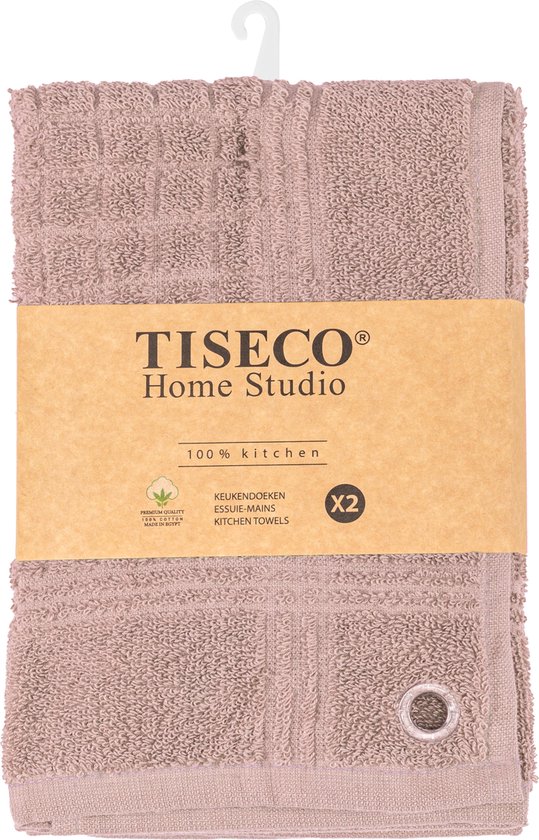 Tiseco Home Studio - Torchon PHARAO HANDY - SET/4 - 100% coton - tissu éponge - avec boucle de suspension - ultra absorbant - séchage rapide - matériau résistant - 50x50 cm - Rose