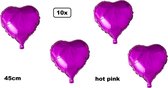 10x Folieballon Hart hot pink (45 cm) - trouwen huwelijk bruid hartjes ballon feest festival liefde white