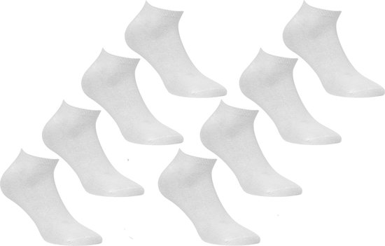 Witte Sneaker Sokken | 8 Paar | Maat 40-46 | Enkel Sokken | Voor Heren en Dames
