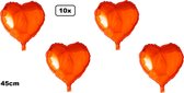 10x Folieballon Hart oranje (45 cm) - trouwen huwelijk bruid hartjes ballon feest festival liefde white