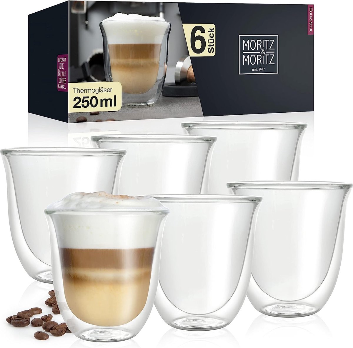 Barista Napoli 4 x 250 ml cappuccino glazen dubbelwandig