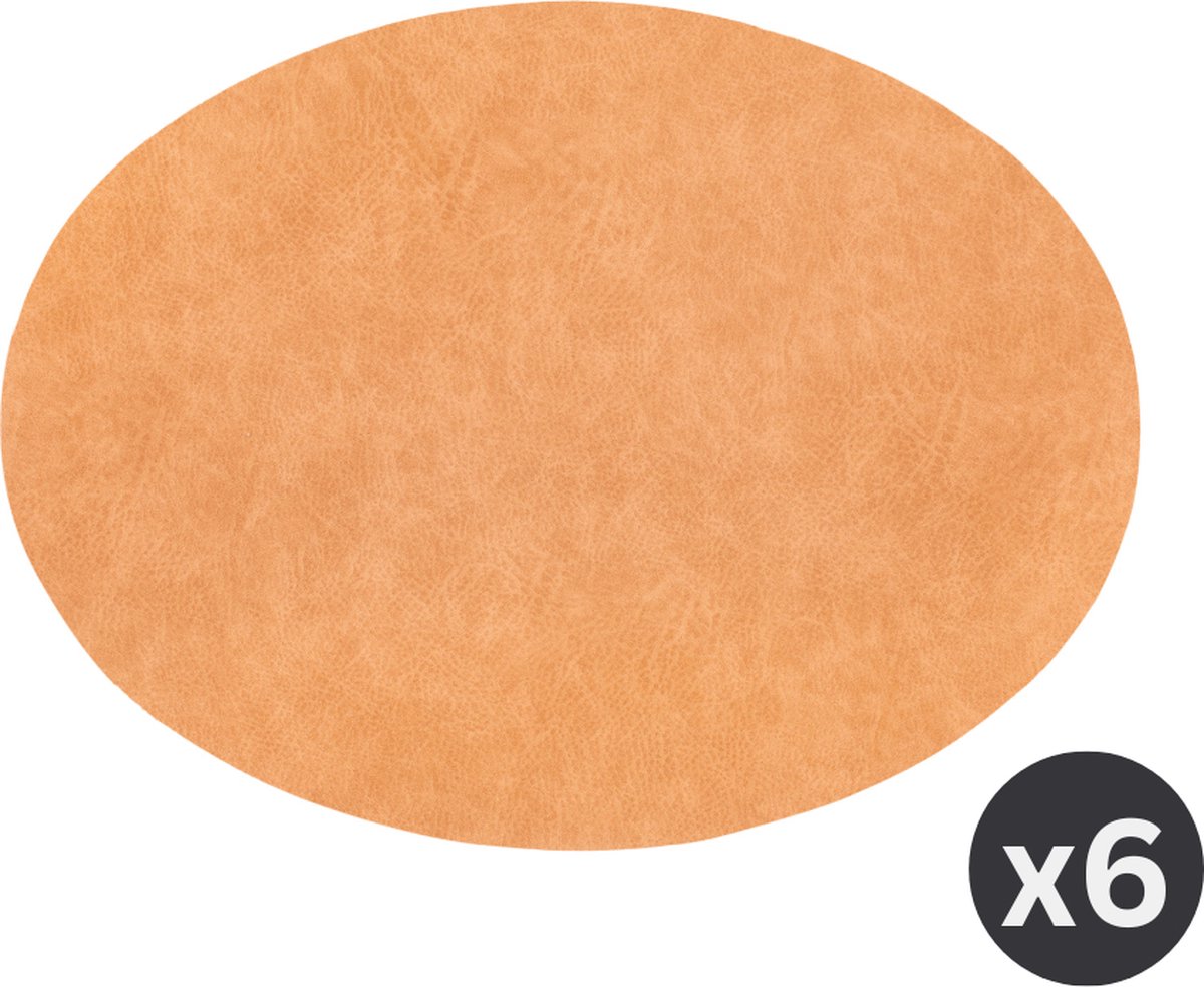 Placemat TROJA - SET/6 - ovaal - kunstleer - 33x45 cm, zalm