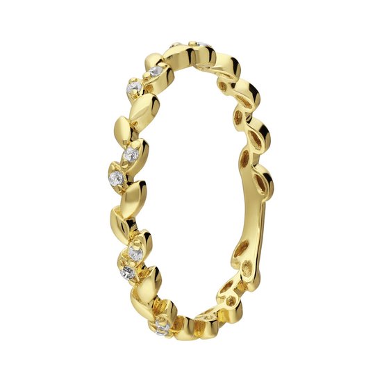 Lucardi Dames Zilveren goldplated ring blad - Ring - 925 Zilver - Goudkleurig - 16.5 / 52 mm