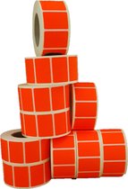 Sticker Set - "Oranje Fluor" - 10 Rollen - 1000 Stuks per rol - Etiketten - 36x25mm - Sluitsticker - Promotie Sticker - Bulkverpakking