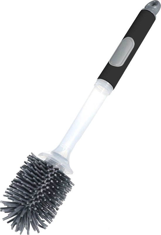 InnovaGoods - Multifunctional Toilet Brush with Soap Dispenser, Antibacterial, Quick Dry, Flexible Rubber Bristles, 100ml Soap Container, Grey, Translucent InnovaGoods - Multifunctional Toilet Brush with Soap Dispenser, Antibacterial, Quick Dry, Flexible Rubber Bristles, 100ml Soap Container, Grey, Translucent