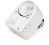 Bewegingssensor voor E27 fitting - PIR Bewegingsmelder voor binnen met detectiehoek 360° - Bewegingsdetector voor fittingen tot 60W - Wit