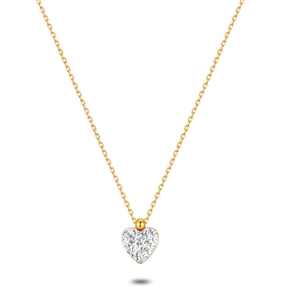 Twice As Nice Halsketting in 18kt verguld zilver, kristallen hart 40cm+3cm