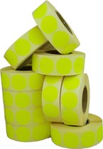 Sticker Set - "Geel Fluor" - 10 Rollen - 1000 Stuks per rol - Etiketten - 25mm - Sluitsticker - Promotie Sticker - Bulkverpakking
