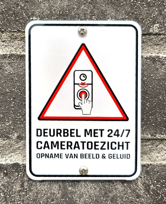 Camera toezicht - metalen bord - Verplicht bij videodeurbel - Ring - Nest - Hello - melding opname van beeld & geluid - metalen bord cameratoezicht