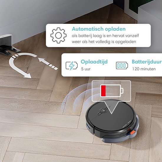 Robotstofzuiger met Dweilfunctie - Met Laadstation - Dweilrobot - Huisdieren - Incl. Instructievideo - ’merkloos’