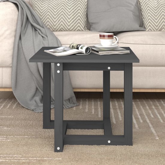 vidaXL Salontafel 50x50x45 cm en pin massif gris - Table basse - Tables basses - Table - Table d'appoint
