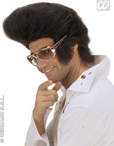 Widmann - Rock & Roll Kostuum - Pruik, Elvis Jumbo - Zwart - Carnavalskleding - Verkleedkleding
