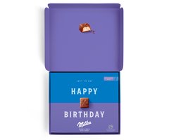 Happy Birthday - Milka Giftbox - Say it with Milka - Overheerlijke Milka pralines van melkchocolade met vulling van melkcreme - 20 pralines in hartjesvorm - Past door de brievenbus