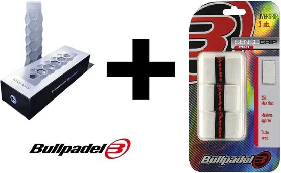 Bullpadel Hesacore + 3 * Bullpadel overgrip wit Bullpadel Hesacore + 3 * Bullpadel overgrip wit