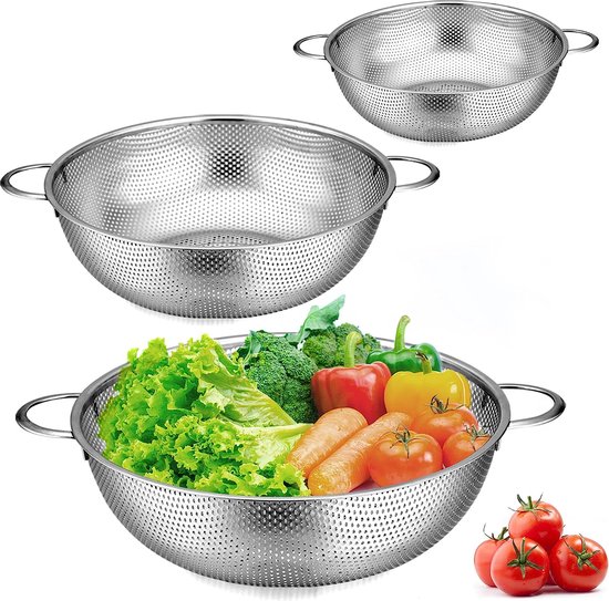 Passoire En Acier Inoxydable 22cm Avec Poignées - Pour Pâtes, Légumes, Riz, Va Au Lave-Vaisselle