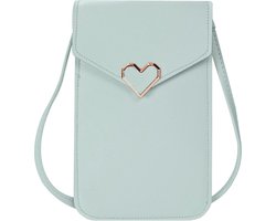 Coverzs Telefoontasje leer met hartje (lichtblauw)