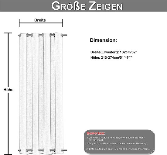 MIULEE Zonnezeil Gordijnen – Waterdicht, 90% Lichtblokkering, 132x215 Cm, Grijs – Set Van 2, Met Roestvrije Ogen