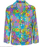 Widmann - Hippie Kostuum - Power To The Hippie Flower Man - Blauw, Paars - Medium / Large - Carnavalskleding - Verkleedkleding