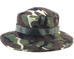 RAMBUX® Bucket Hat - Zonnehoed Heren en Dames - Camouflage Groen - Safarihoed - Vissershoedje - Verstelbaar - Katoen - Opvouwbaar - Zonwerend - 58-61 cm