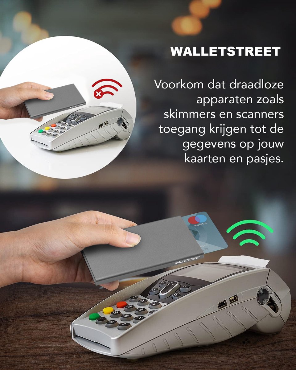 Walletstreet Pasjeshouder 8 pasjes Portemonnee, creditcardhouder, mannen, Met RFID Technologie – Grijs — cadeau in Mode & Accessoires - foto 4