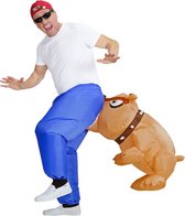 Widmann - Hond & Dalmatier Kostuum - Bil Bijtende Bulldog Opblaasbaar - Man - Blauw, Bruin - One Size - Carnavalskleding - Verkleedkleding
