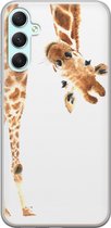 Leuke Telefoonhoesjes - Hoesje geschikt voor Samsung Galaxy A34 - Giraffe - Soft case - TPU - Bruin
