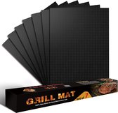 BBQ grillmat, 33 x 40 cm, anti-aanbaklaag, bakpapier, gemakkelijk te reinigen en herbruikbaar, voor gasgrill, oven, houtskoolgrill, elektronische grill, set van 7