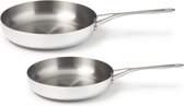 Bol.com Crowd Cookware Titanium Koekenpannenset - 5-ply - Geschikt voor alle warmtebronnen - 24 & 28 cm aanbieding