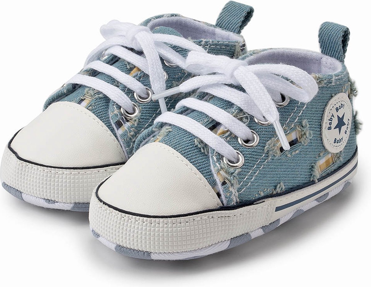 Steppies Babyschoentjes - Denim - Zachte Zool Antislip - Maat 19-20 (6-12 maanden, 12 cm) - Babyslofjes