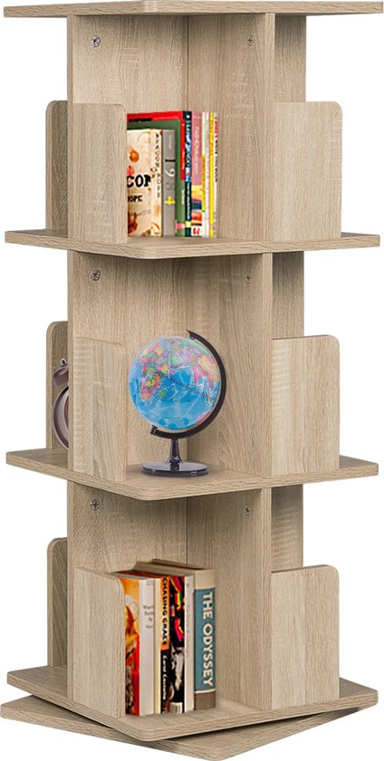 Draaibare boekenkast Viktor - 3 lagen - Oak - Hout - Boekenkast - Boekenplank - Boekenrek - 39x39x97cm