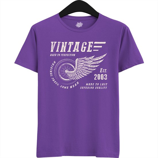 A Vintage Motorcycle Addict Est 2003 | Retro Verjaardag Motor Cadeau Shirt - T-Shirt - Unisex - Dark Purple - Maat XL