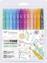 Tombow Twintone marker set pastel 12 stuks