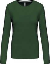 Damesshirt met lange mouwen en ronde hals Forest Green - XL