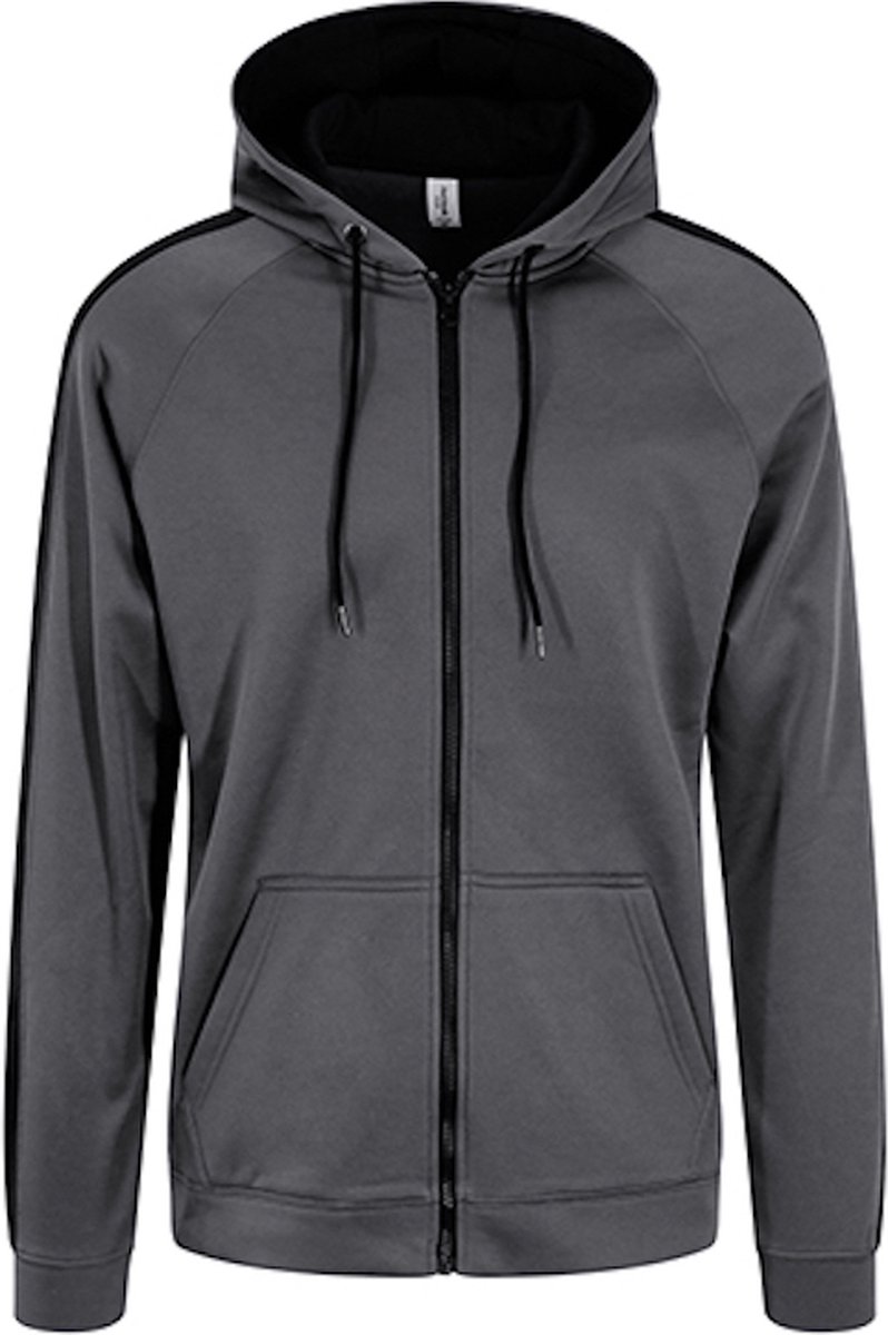 Just Hoods Sports Polyester Zoodie JH066 Steel /Jet Zwart