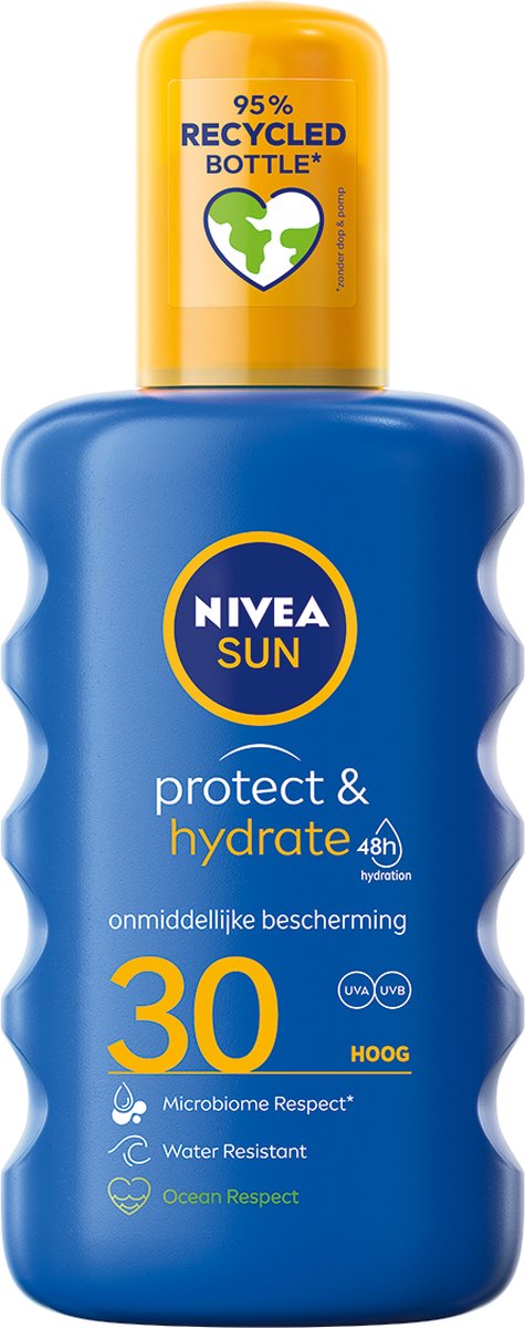 NIVEA SUN Protect & Hydrate Zonnebrand Spray - SPF 30 - Zonnespray - Beschermt en hydrateert - Met Vitamine E - 200 ml - NIVEA