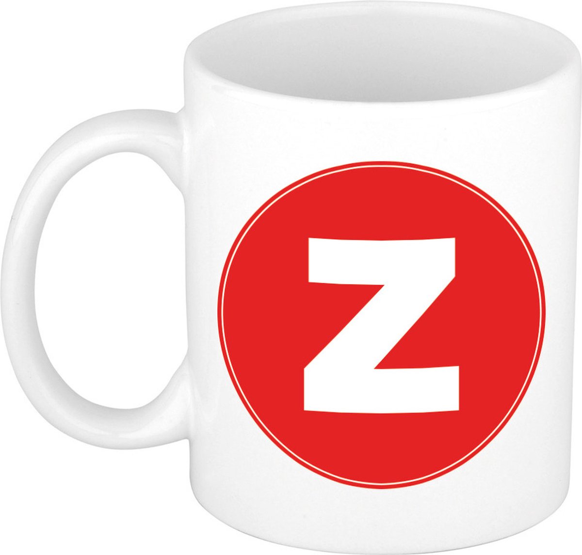Koffie mok met de letter Z - beker - rood - eerste letter van een voornaam - wit - 300 ml