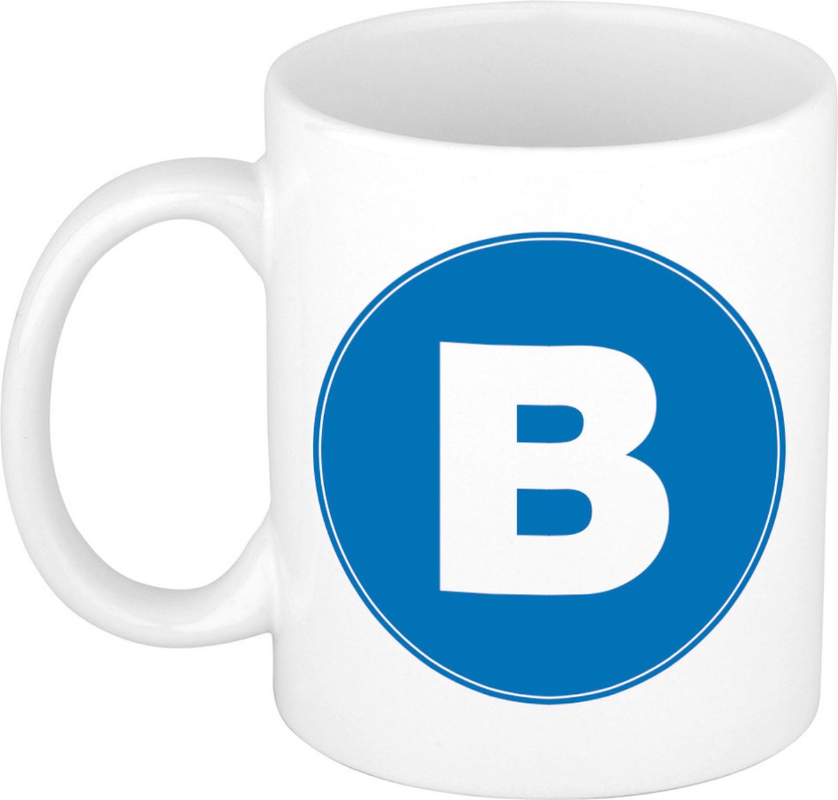 Koffie mok met de letter B - beker - blauw - eerste letter van een voornaam - wit - 300 ml