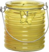 Citronella kaars - in windlicht - geel - 20 branduren - citrusgeur