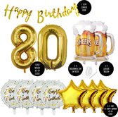 80 Jaar Verjaardag Cijfer ballon Mannen Bier - Feestpakket Snoes Ballonnen Cheers & Beers - Herman