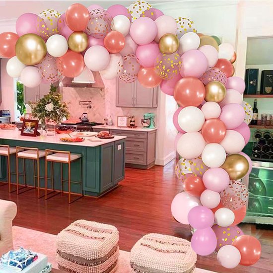 Fienosa Ballonnenboog Roze Luxe Verjaardag Ballonnen Glitter en