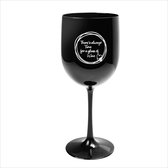 Luxe Wijnglas - Onbreekbaar - Met Tekst - Zwart - There's always Time for a glass of Wine