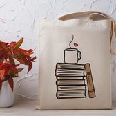 Shokran Tote Bag – Booklover - Ecru Katoenen Tas