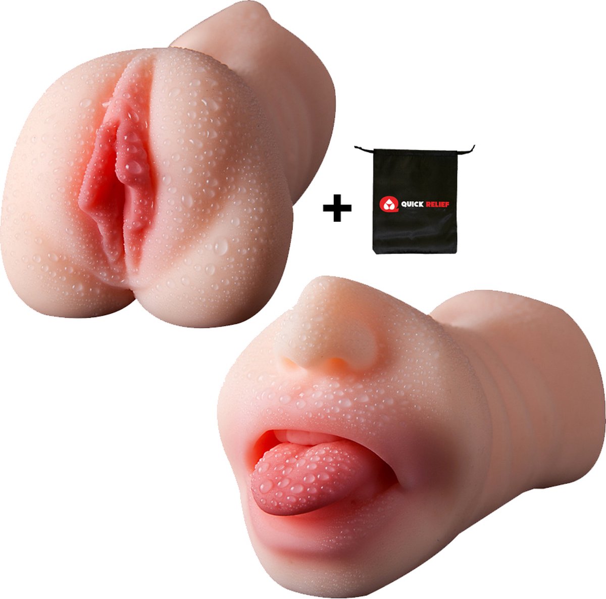 Quick Relief Luna™ - Pocket Pussy - Masturbator - 2 in 1 Mond and Vagina - Blowjob afbeelding
