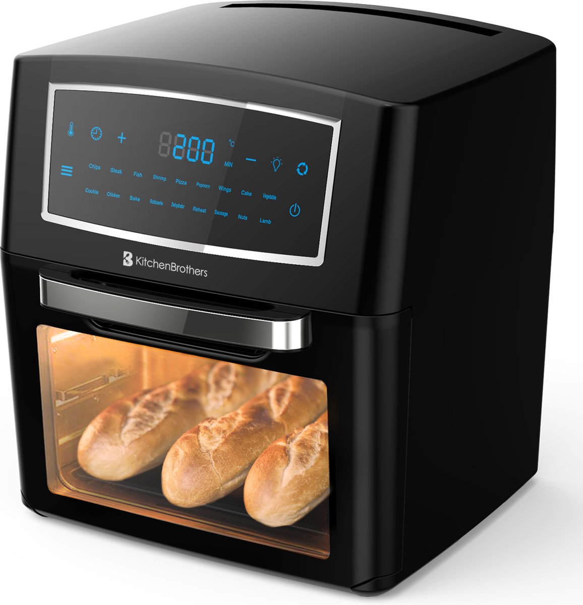 KitchenBrothers Mini Oven - Airfryer - 12L Heteluchtfriteuse - 1500W - met  Kookboek -... | bol