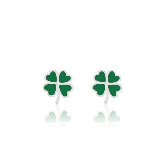 OOZOO Jewellery - Boucles d'oreilles argent/vert avec un trèfle vert - SE-3003