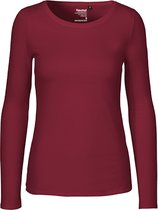 Ladies Long Sleeve T-Shirt met ronde hals Bordeaux - XL