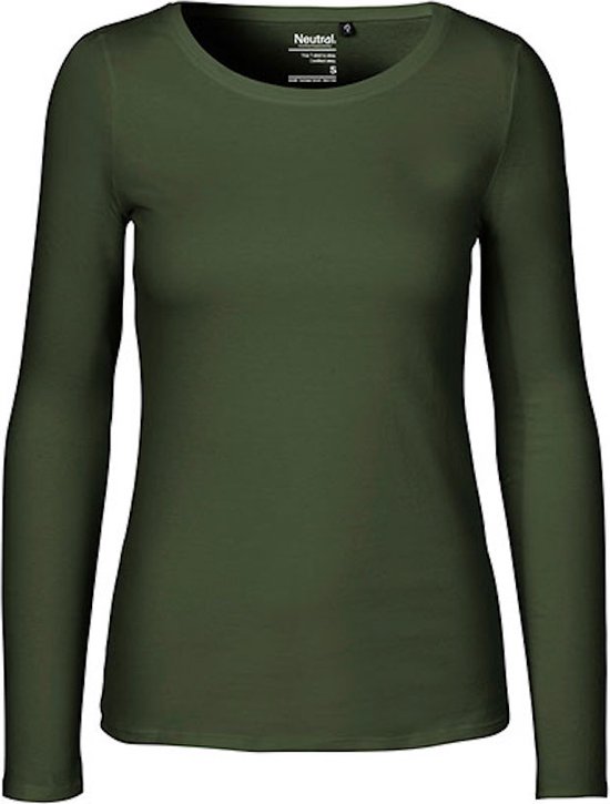 Ladies Long Sleeve T-Shirt met ronde hals Military - XL