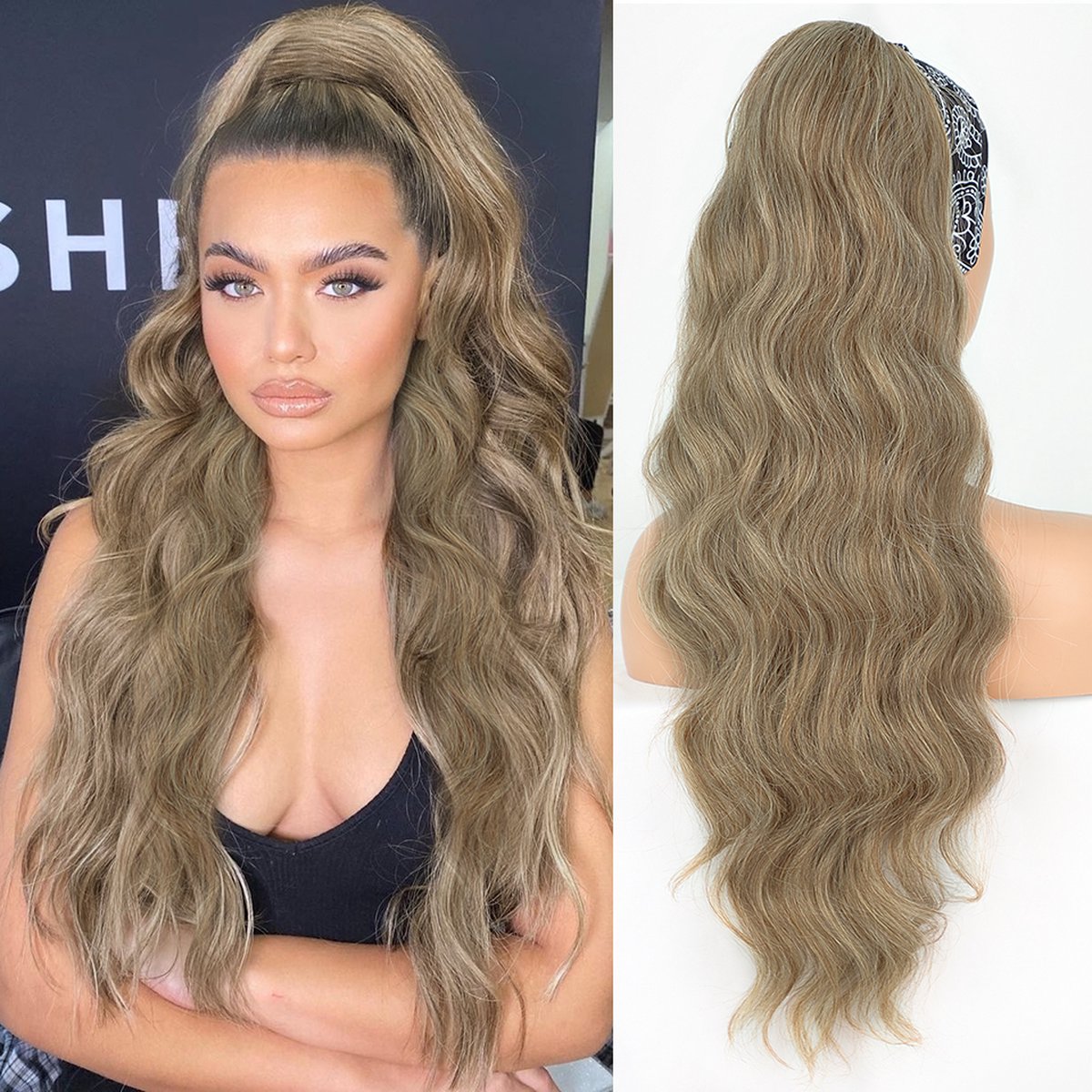 Miss Ponytails - Bodywave ponytail extentions - 24 inch - Blond 12-613 - Hair extentions - Haarverlenging
