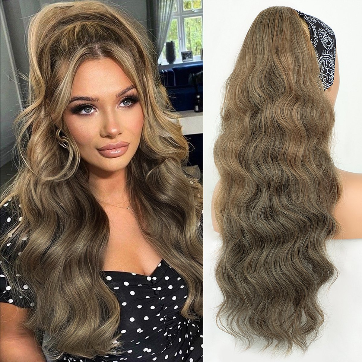 Miss Ponytails - Bodywave ponytail extentions - 24 inch - Blond / Bruin 4-613 - Hair extentions - Haarverlenging